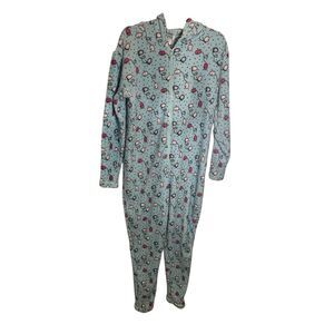 NYC Underground One Piece Pajama With Hoodie Light Blue With Mittens. Size L/XL